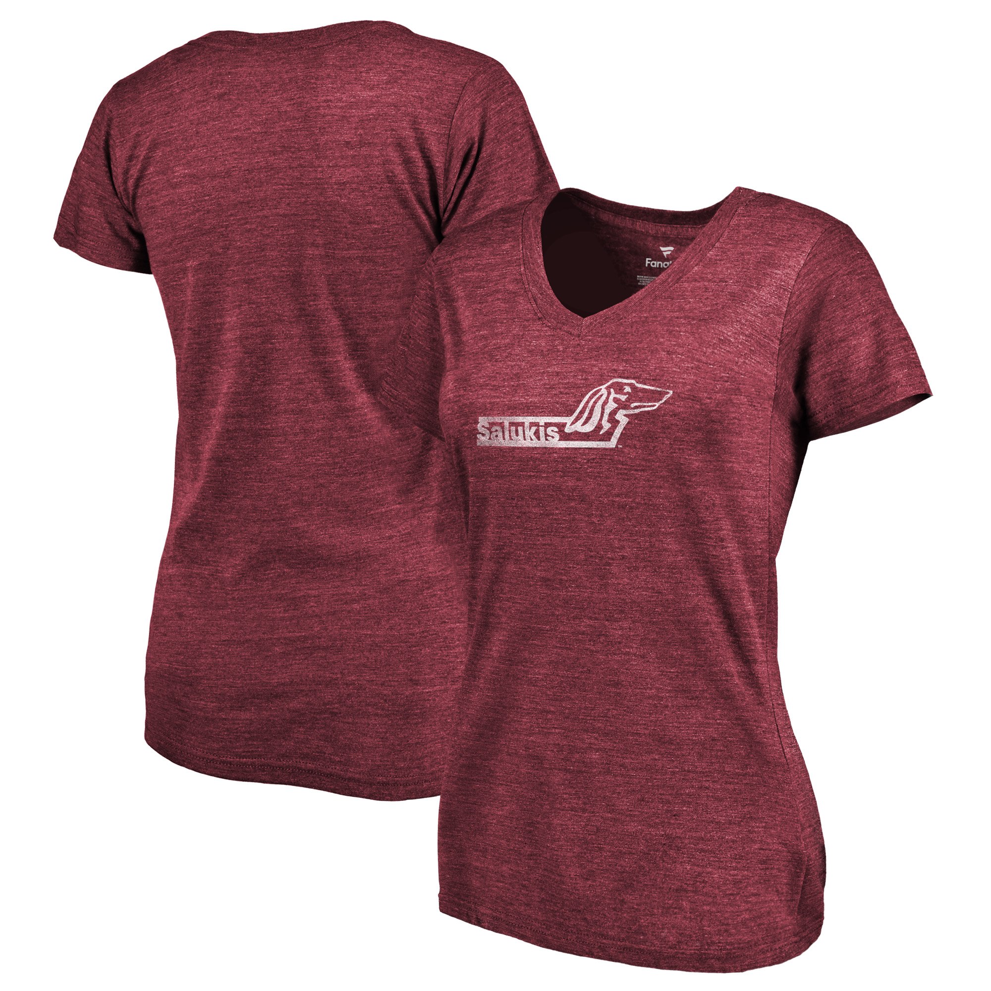 2020 NCAA Fanatics Branded Southern Illinois Salukis Women Garnet College Vault Primary Logo TriBlend VNeck TShirt